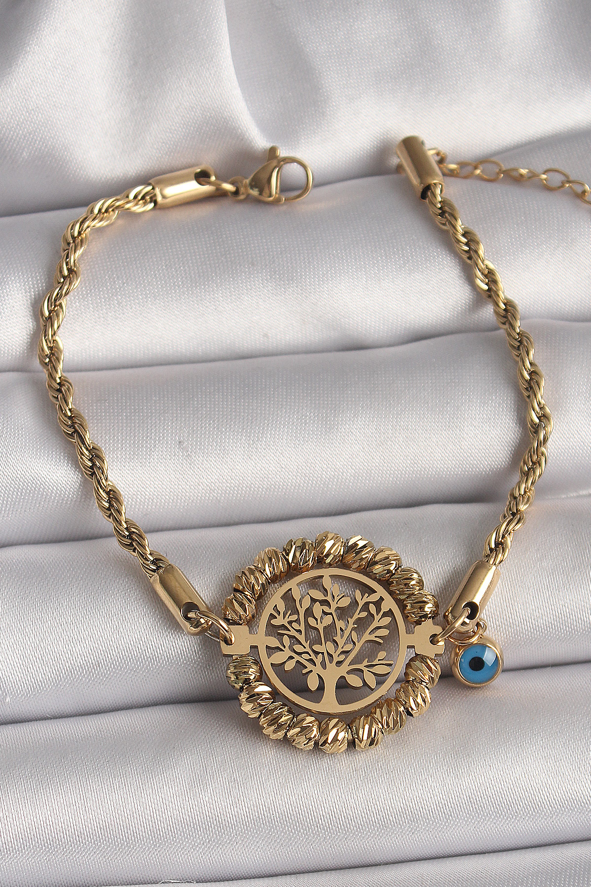 316L%20Çelik%20Gold%20Renk%20Burgu%20Zincir%20Model%20Dorika%20Yaşam%20Ağacı%20Figür%20Nazar%20Boncuk%20Detay%20Kadın%20Bileklik