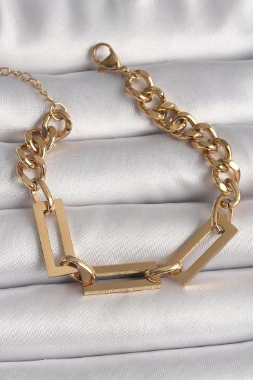 316L Çelik Gold Renk 2’Li Zincir Model Kadın Bileklik