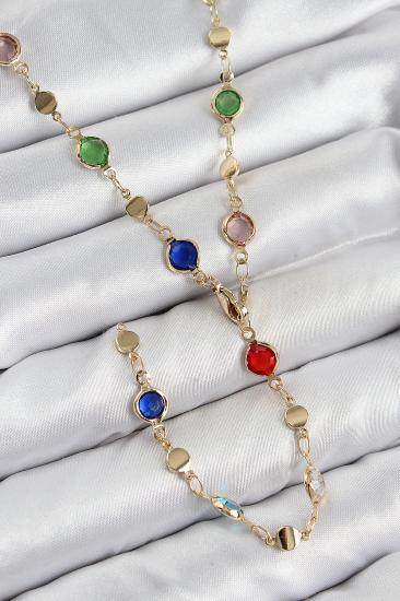Pirinç Renkli Zirkon Taşlı Model Gold Renk Kadın Y Kolye